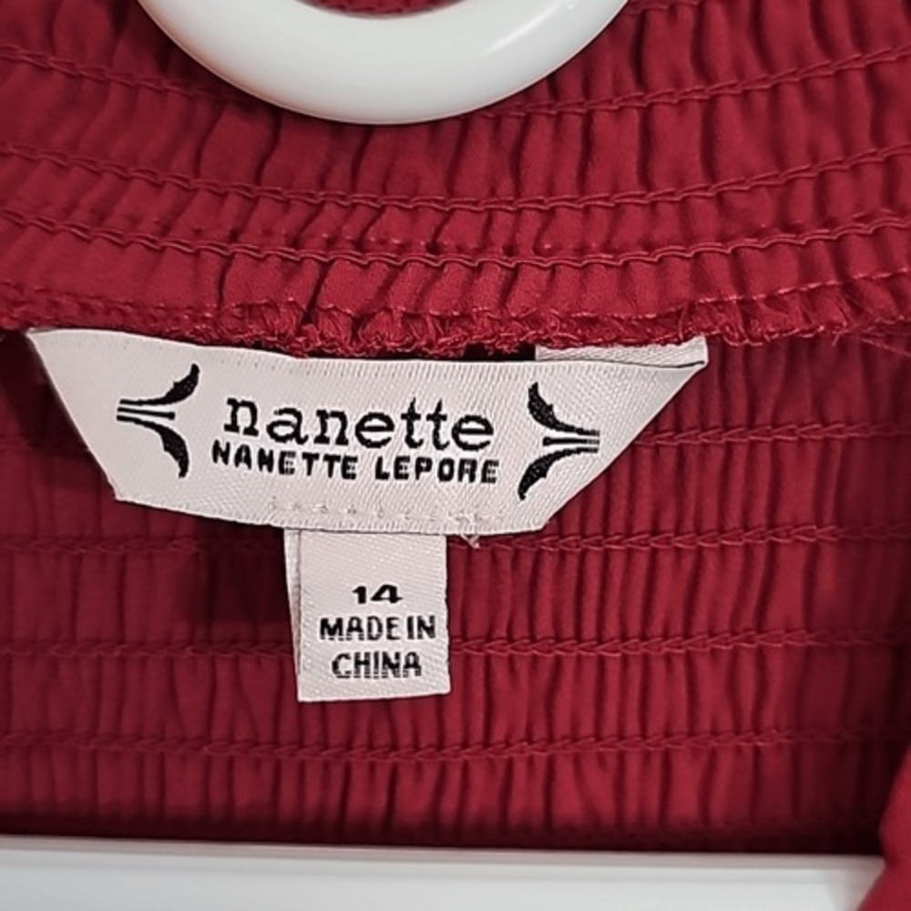 Nannette‎ Lepore Smocked Blouson Dress Size 14, Brick Red - Picture 8 of 11
